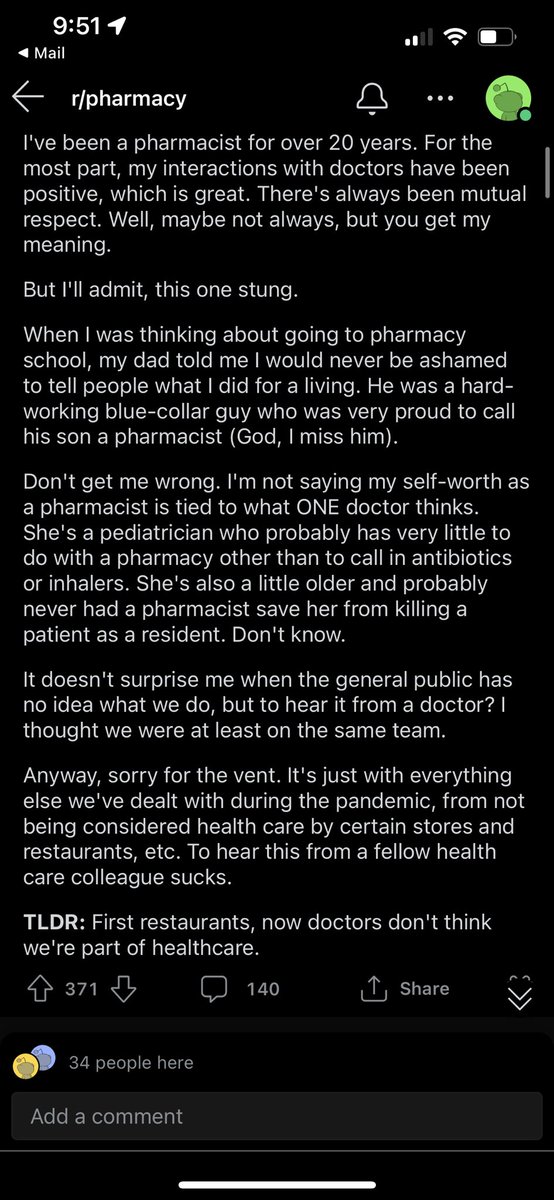 this one is a lot, but found it interesting. what does #twitterx think?

“i’m confused. so what are we exactly”

tldr; are pharmacist in healthcare.