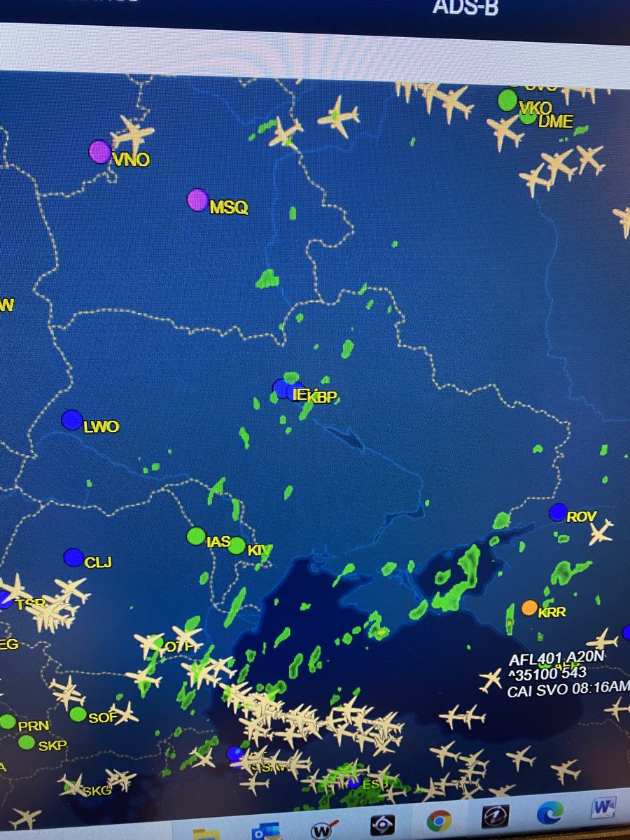 JudyWoodruff's tweet photo. .⁦@flightaware⁩ appears to show no commercial traffic over Ukraine https://t.co/E5aCjcx9wH