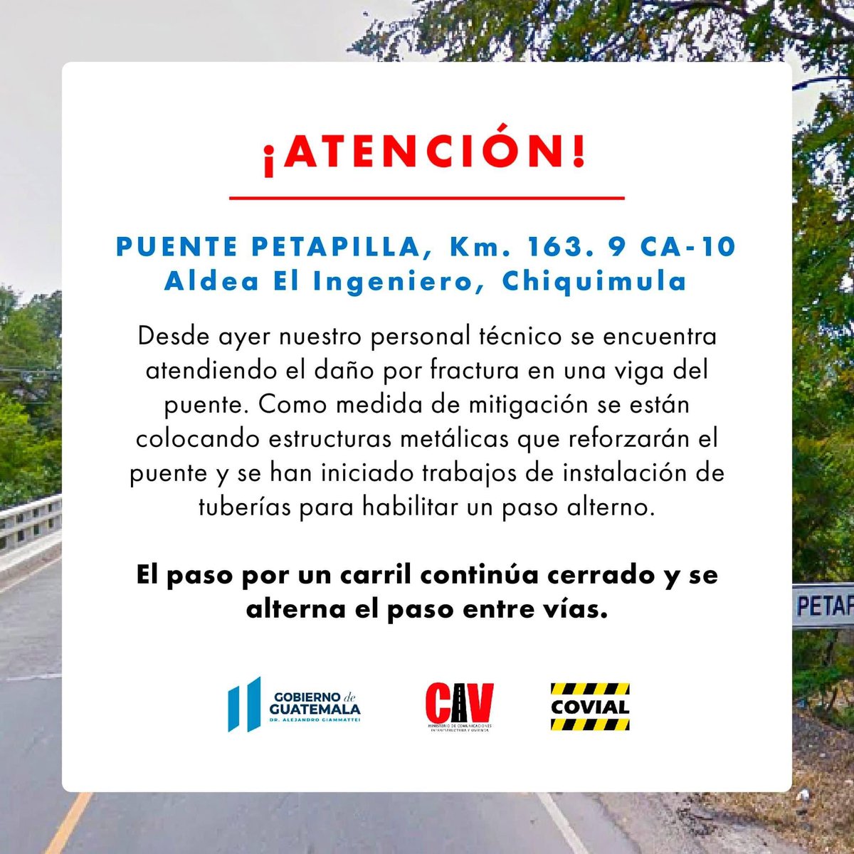 CIV_Guatemala's tweet photo. 🚨🚧 #CIVinforma 🚧🚨 https://t.co/GnIGWwq49v