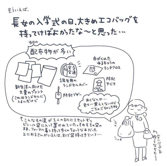 TLで入学準備の話題を目にするので…私が去年の長女の入学式でああ〜なるほどですね〜となった事 