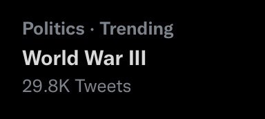HardFactorNews's tweet photo. Never great to log on and see “World War III” trending. https://t.co/giFZEoJqh5