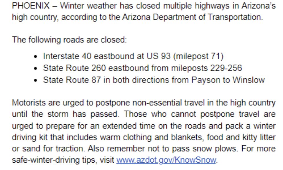 _vobis's tweet photo. @EnglandLoriC @ArizonaDOT While I will agree that operator error causes issues in inclement weather that is clearly not the stated reason for “weather related” closure of integrates in Arizona. https://t.co/H4OwMyrcpL