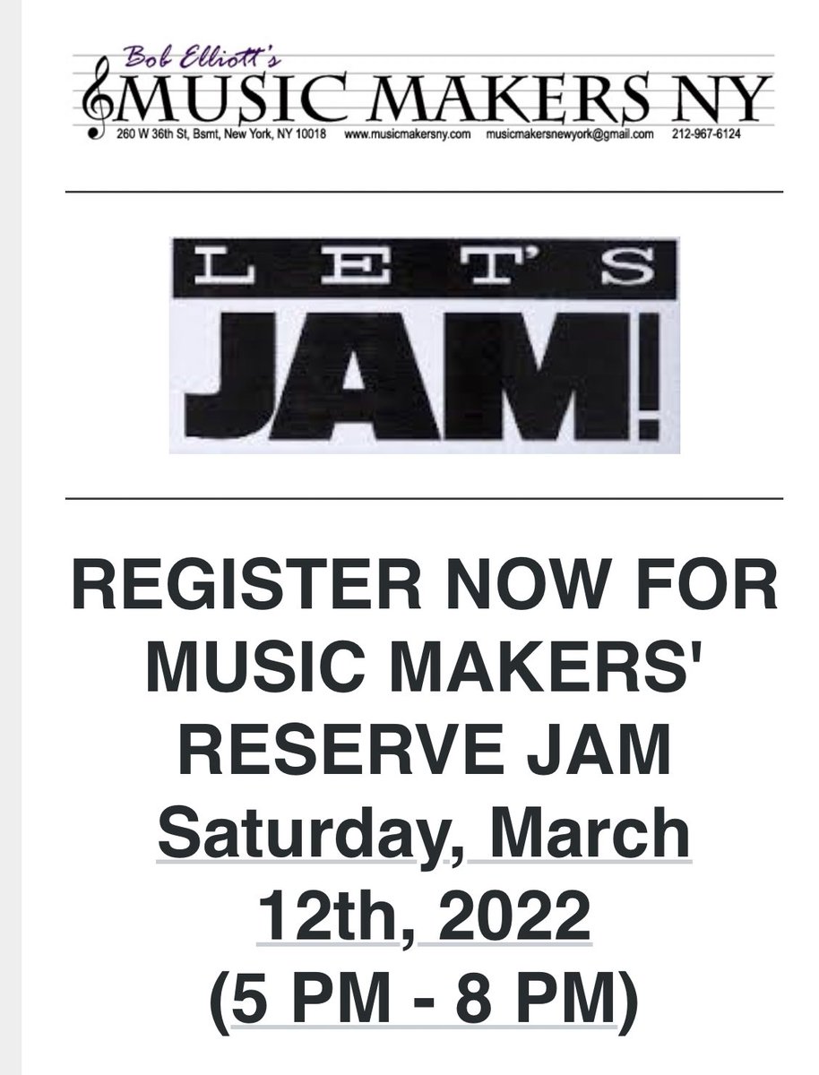 Our first jam in years was sooo goood we just have to do it again! Email musicmakersnewyork@gmail.com to register and give yourself the gift of 3 hours of playing music with our coordinated system. Don’t you miss it?