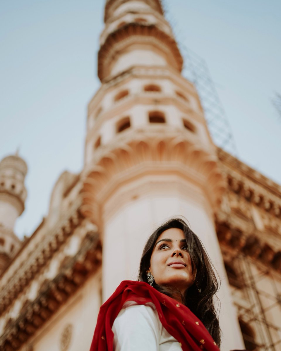 Anthariki Namaskaram ! 😊Embracing all the butterflies in starting out in the Telugu Industry. Excited much n equally biting nails for tmrw ! Bheemla Nayak Day is almost here ❤️

#feb25 #arrival #telugu #beginning #blessed #charminar #hyderabad #heartisfull #seekingblessings