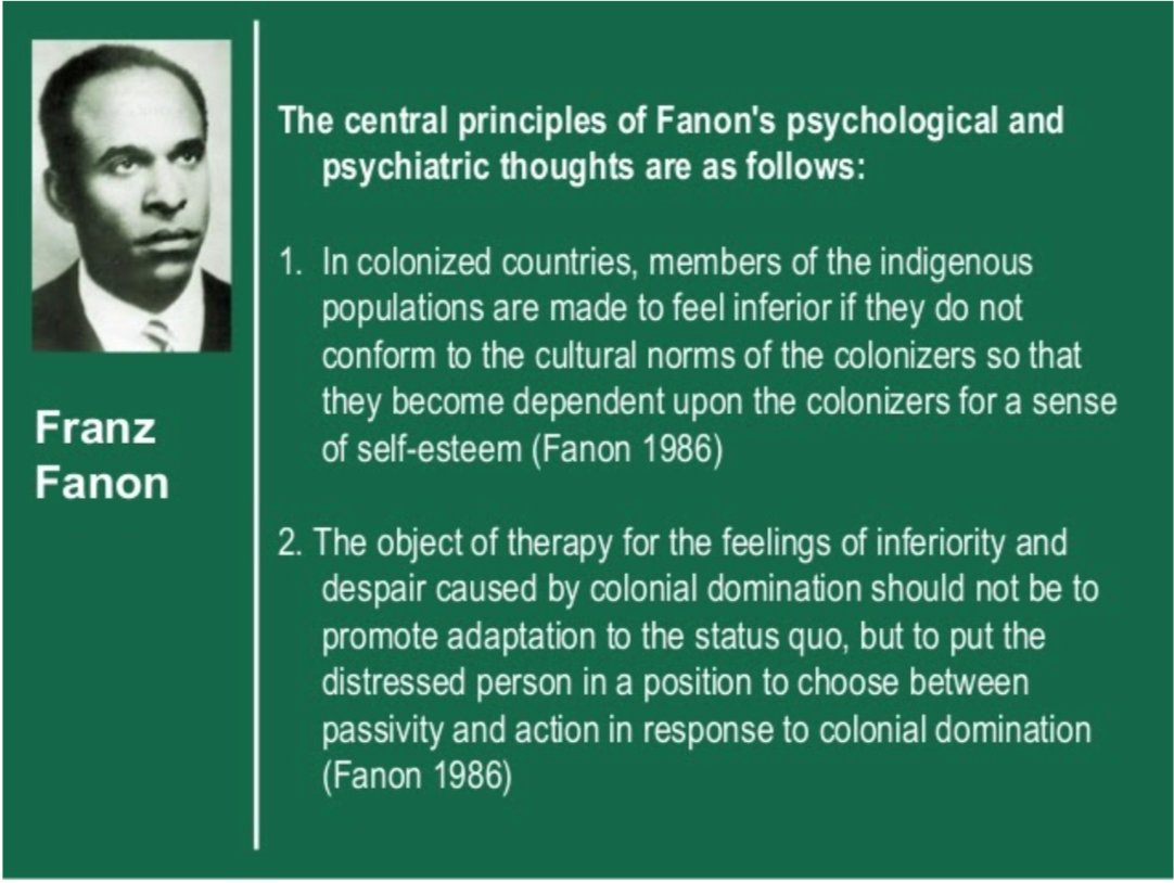 DHPatWM's tweet image. Franz Fanon was a prominent sociologists that analyzed the effects of colonialism. Growing up in Martinique in the early twentieth century, Franz conceptualized the power dynamics within colonialism.