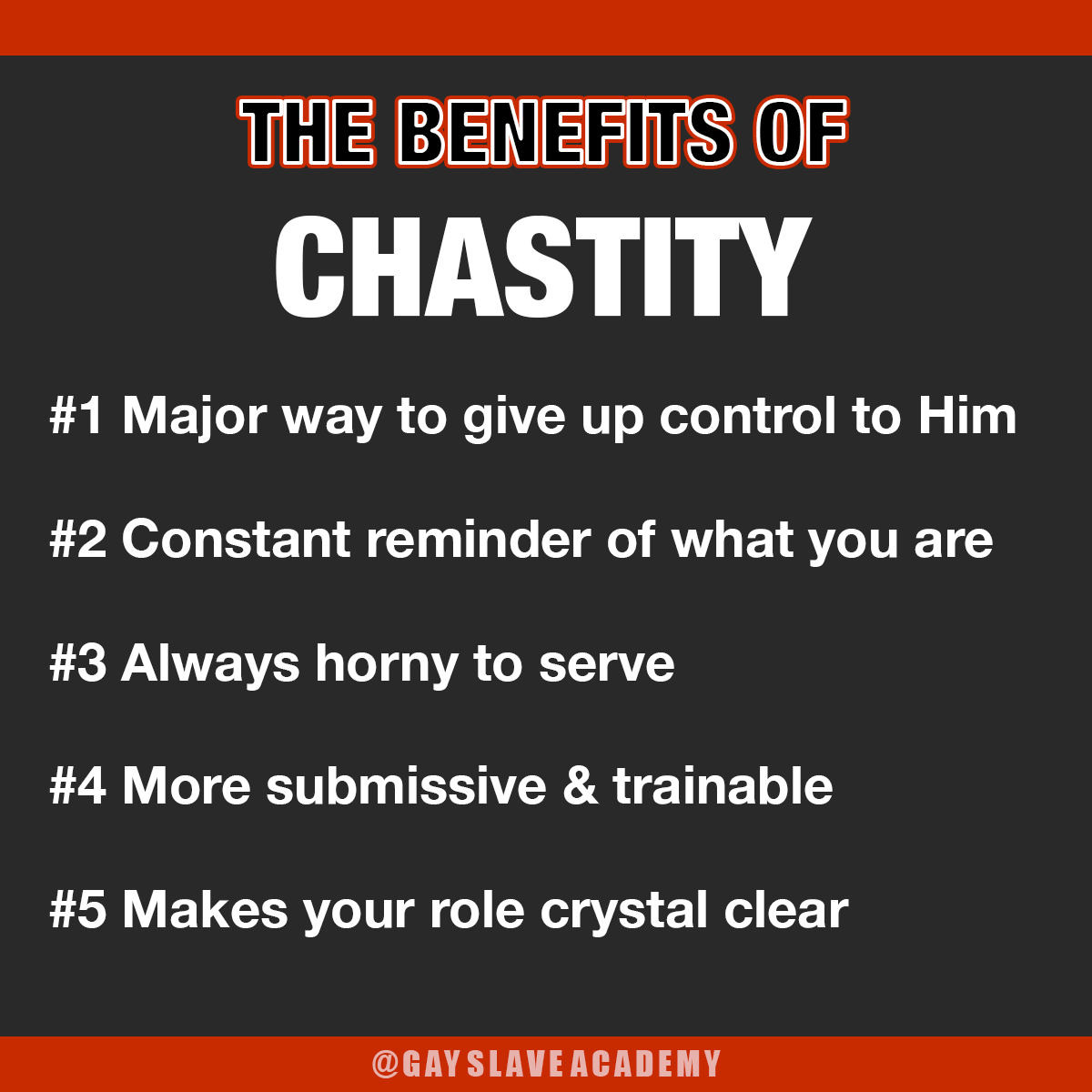 gayslaveacademy's tweet photo. There are many benefits to #chastity for a #slave like you. There are just the Top 5. If #Master chooses to lock your dicklet up say Thank You Sir. #gay #gayslave #slavetraining #gayslavetraining #benefitsof https://t.co/sON7FQAaew