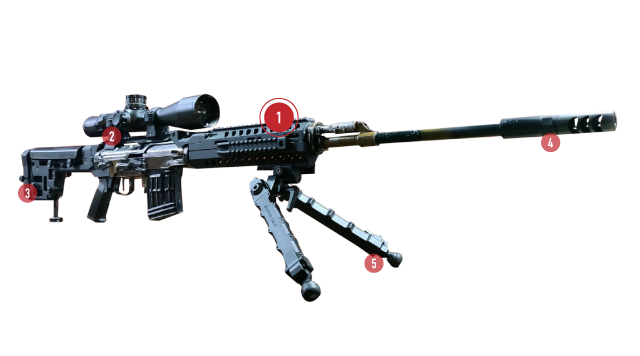 Kunal_Biswas707's tweet photo. 1 > Front Rails, 2 > Rear Rails, 3 > Butt-stock + Adapter, 4 > Muzzle Barker, 5 > Quick Detachable Heavy Bipod #SSSdefense #IndianArmy #IndianArmyInfantryupgrade https://t.co/dFRzLHcWEL
