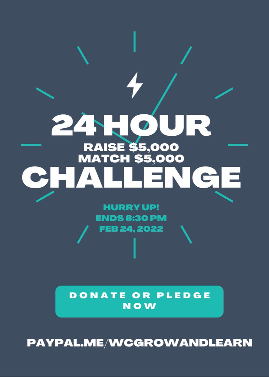 We’ve been challenged to raise $5,000 in the next 24hrs to help meet the Mabee Challenge. If we can do it, the anonymous donor will give us an additional $5,000. Can you help us reach this goal? PayPal.me/wcgrowandlearn  #ece #childcare #earlylearning #allinforkansaskids