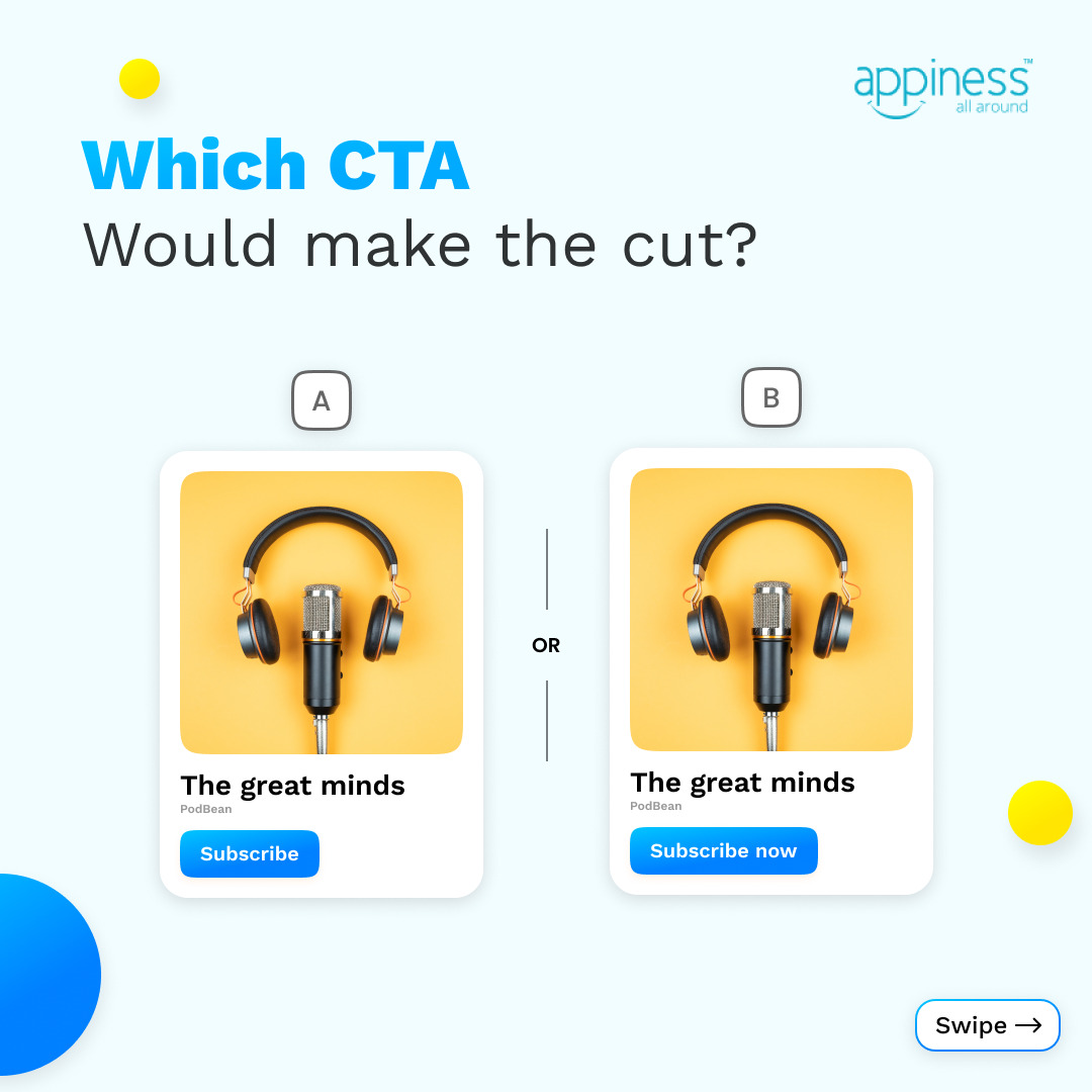 AppinessWorld's tweet photo. CTA is a ‘Chota Packet, Bada Dhamaka’
Your CTA may be the smallest element on your site, but it has a huge impact on your conversion rate.
Can you go wrong with the most influential UI button?
Don't forget to check out
https://t.co/mhpLaEcAKY
#CTAButton #AppinessInteractive https://t.co/mLS19nlz1Z