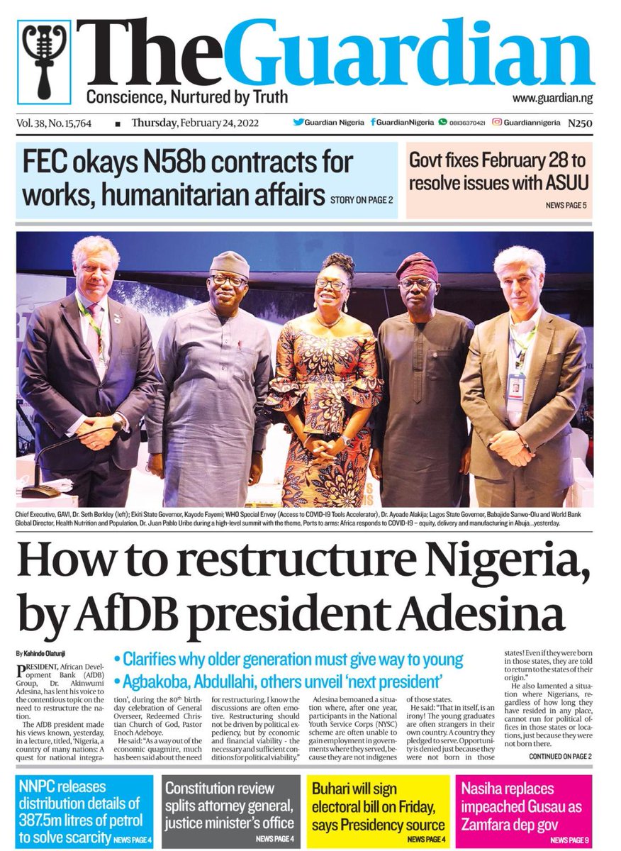 Today in The Guardian – How to restructure Nigeria, by AfDB president ...