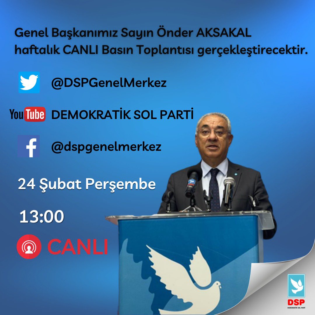 Bugün saat 13:00'da sosyal medya kanallarımızdan canlı takip edebilirsiniz. 
#24subat #Persembe #Guendem