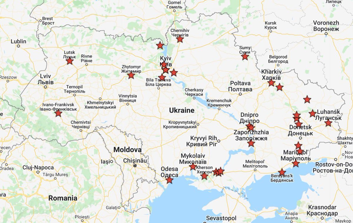 BNONews's tweet photo. Updated map of Russian attacks across Ukraine, with the first reports from the country's west https://t.co/oLyapFGdGx