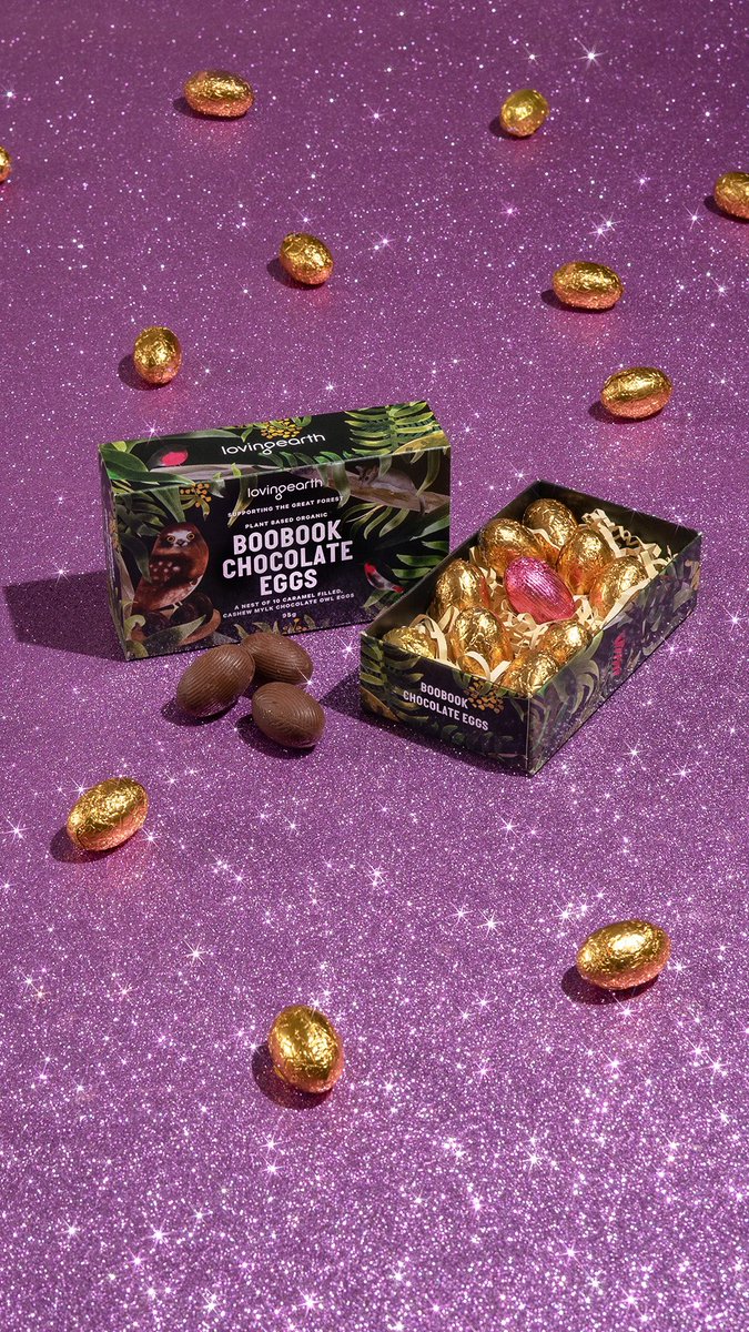 Inside six of our Boobook Chocolate Eggs boxes we've hidden six rose-coloured eggs. Find one and win a year's supply of #chocolate &amp; an animal or tree adopted in your name through WWF.
Learn more: mailchi.mp/lovingearth/bo… 🐣#veganchocolate #Easter #veganeaster