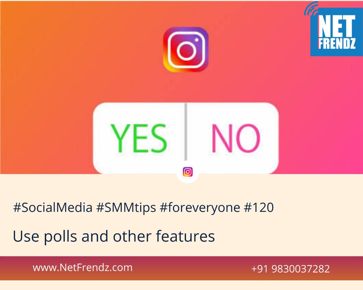 NetFrendz's tweet photo. #SocialMedia #Instagram #SMMtips #foreveryone #120
Like many other social media sites, Instagram has interactive features that you can use to build online conversations and relationships. Ex. interactive questions sticker in Instagram Stories is a fun and simple way to interact. https://t.co/Nv2HVRfs15