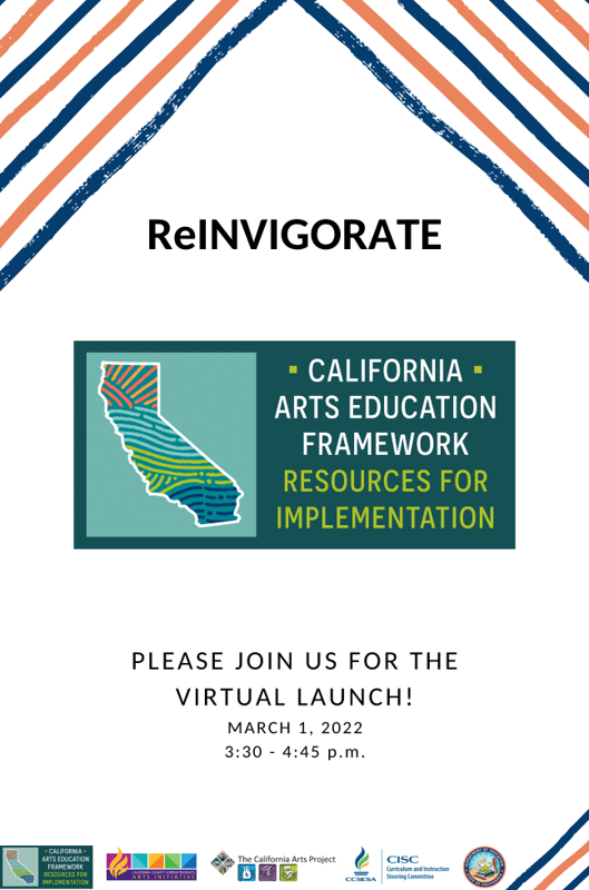 CACountyArts's tweet image. Reinvigorate arts education in CA schools! Want to learn more? Join us  for #CaArtsEdFramework virtual launch on 3/1/22 at 3:30 P.M. Register here: calartsedframework.org/virtual-launch…