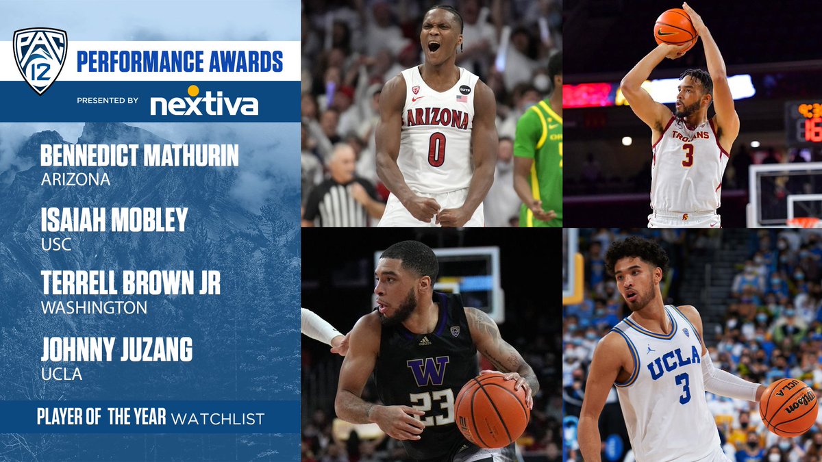 Pac12Network's tweet photo. Less than 2️⃣ weeks until the #Pac12MBB Player of the Year, presented by @Nextiva will be announced!

Who do you think will take the crown? 🗣⬇️ https://t.co/tAK5hP2QUp