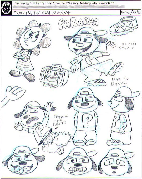 kinda want to color the parappa and sunny sketch…also the sagging pants from rodneys concept art was a cute detail 