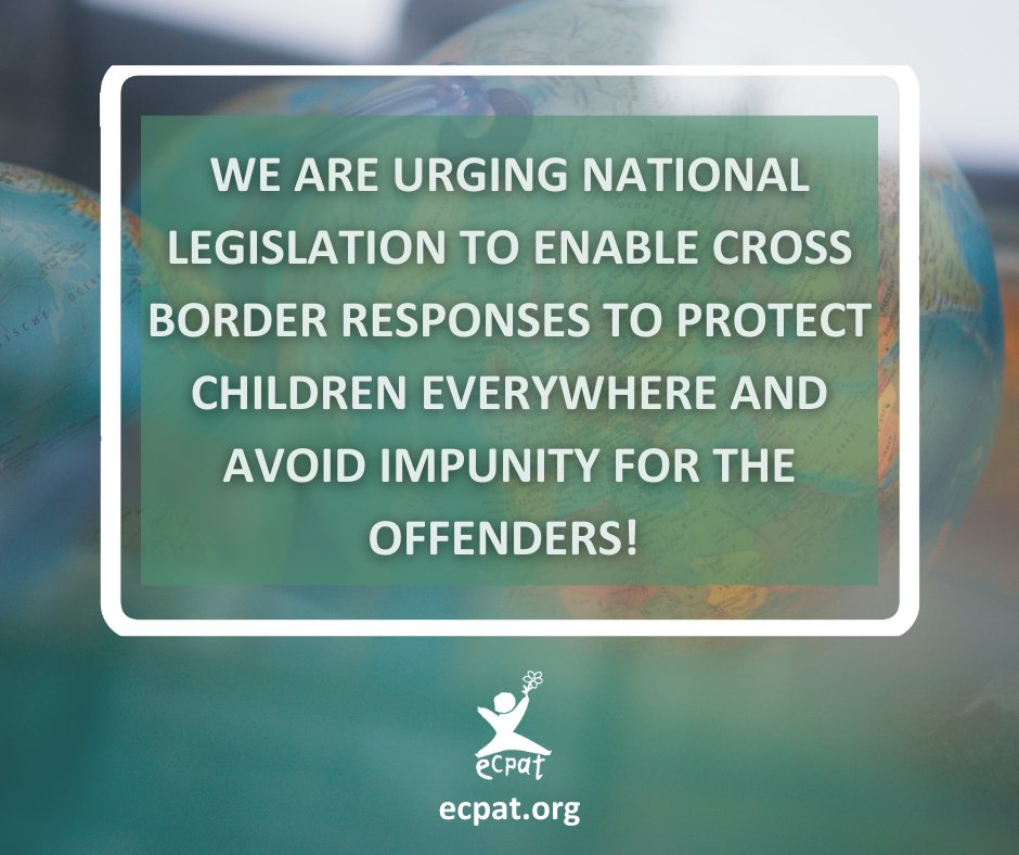 ECPAT's tweet photo. What countries can do to protecte children from sexual exploitation and abuse globally? Read the ECPAT Issues Paper recommendations on #ExtraterritorialJuristicion and #ExtraditionLegislation to know more: https://t.co/i010aVz2IJ
#ChildProtection #ECPATInternational https://t.co/iUkvoXIX7V