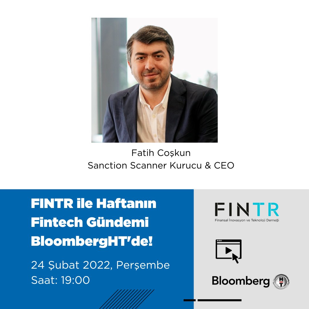 codevist's tweet photo. Bloomberg HT 60 Dakika'da ''FINTR ile Haftanın Fintech Gündemi"nin  bu haftaki yayınında Kurucumuz ve CEO'muz Fatih Coşkun konuk olacak

📅 24 Şubat 2022, Perşembe

🕐 19.00 

📺 https://t.co/GnjBrPXDUR

#fintr #bloomberght #60dakika #sanctionscanner https://t.co/n369MO1XP7