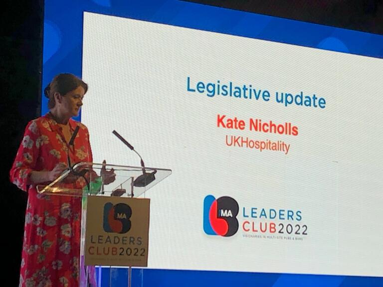 This morning <a href="/UKHospKate/">Kate Nicholls OBE</a> spoke at the <a href="/morningad/">The Morning Advertiser</a> leaders event discussing the current legislative landscape and stressing the importance of getting everyone behind the VAT campaign. #MALeadersClub #VATsEnough