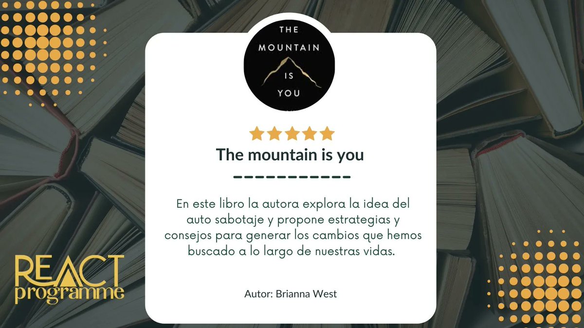 reactprogramme's tweet image. Bienestar| Si sientes que necesitas un cambio y motivación para lograr los proyectos que siempre has querido 💪🏼 te recomendamos The mountain is you de Brianna West 👉 🧗‍♀️
