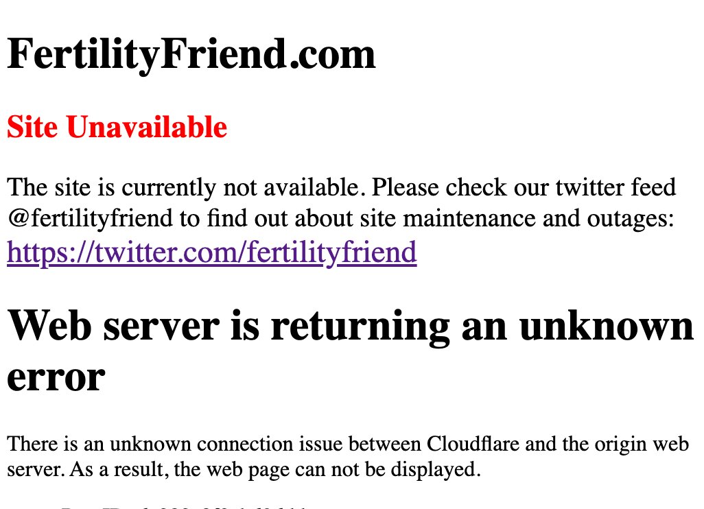 MelissaJane06's tweet photo. @fertilityfriend what is going on? Typical the one day I need to get my cycle day stats and your site is down, is this permanent, have I lost all my data? Please respond asap! https://t.co/ohipCYtGJm
