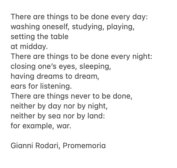 IsaDubla's tweet photo. This little poem is written by Gianni Rodari, a well-known Italian children’s author of the 20th century.
I just thought that this is too appropriate to share today

#SupportUkraine https://t.co/a4xAO0TM5u