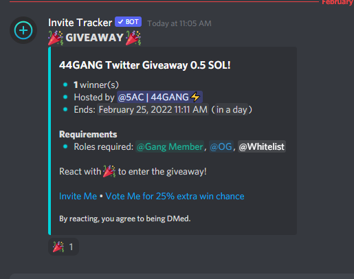 44gangNFT's tweet photo. 🎉🎉44GANG 0.5 $SOL [$45] DAILY GIVEAWAY!! #1🎉🎉
 
Until launch day, we will be giving away $SOL in our discord. For a chance to win.

Follow, Retweet &amp; Join Discord 🎉

👉https://t.co/nQmOhcIdQe 

#44GANG #NFT #Solana #SolanaNFT #SolanaGiveaways https://t.co/wY9P75Ocs8