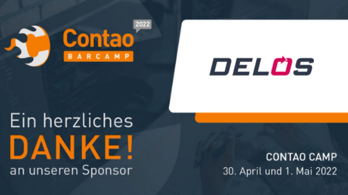 Vielen Dank an unseren PLATIN Sponsor DELOS. 🤝

Gleich bei der Vorstellung unseres Plans zum Contao Camp 2022 in Potsdam am 30. April und 1. Mai 2022 habt ihr eure Unterstützung zugesagt.

Mehr erfahren über DELOS unter delos.biz

#ContaoCamp22 #Contao #ContaoRock