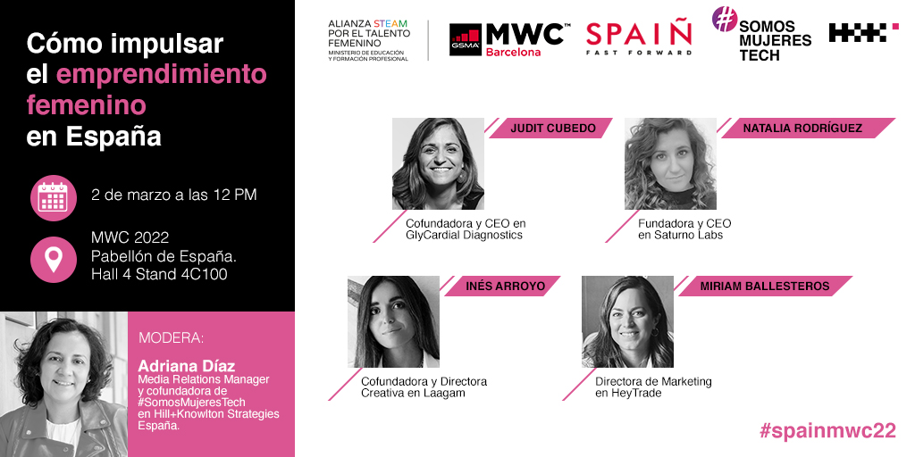 HK_Spain's tweet photo. ¡🗓El 2/03 os esperamos en el @MWCHub!

Hemos organizado una mesa redonda para profundizar en las claves para el emprendimiento femenino como impulsor de la economía de nuestro país.👏

🔴También podréis seguirlo en directo aquí: https://t.co/e3ZnkPRyMV

#SomosMujeresTech #MWC22 https://t.co/HNVd0f8LCU