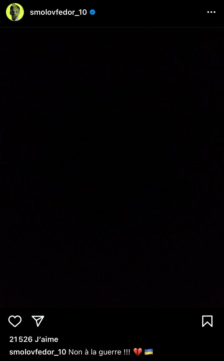 ActuFoot_'s tweet image. Le message de paix de Fedor Smolov🇷🇺 sur Instagram :

« Non à la guerre !!! 💔🇺🇦 »
