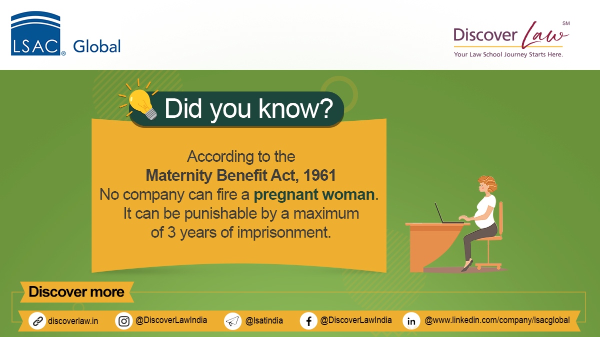 DiscoverLawIn's tweet photo. Here is an interesting fact: The Maternity Benefit Act originally provided maternity benefits of 12 weeks. In 2017, the act was amended to extend this period to 26 weeks. Out of the 26 weeks, up to eight weeks can be claimed before delivery. https://t.co/BU2soCkLmr