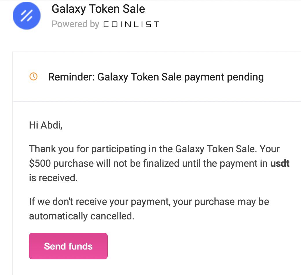 Coinlistjuejin's tweet photo. ⏰A quick reminder: 
Project Galaxy Token Sale on Coinlist payment pending. Sale Period Ends on February 24, 2022 at 23:59 UTC.
⏰一则小提示: 
Coinlist 上周项目Project Galaxy付款截止日期为中国时间2月25日上午07:59 https://t.co/yXjUz3uElQ
