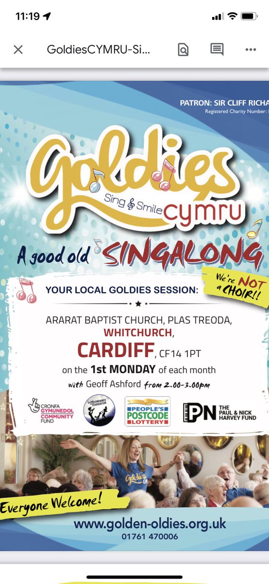 We are so excited to be slowly returning to our singing sessions:<a href="/ACCardiff/">Age Connects Cardiff</a> <a href="/cardiff_hub/">Cardiff Central Library Hub</a> <a href="/HeritageFundUK/">The National Lottery Heritage Fund</a> <a href="/tredegarwales/">Tredegar, Blaenau Gwent, Wales</a> <a href="/ReengageInWales/">Re-engage in Wales</a> <a href="/weareplatfform/">Platfform</a> <a href="/cisw/">claudioroberto</a> <a href="/AgeCymru/">Age Cymru</a> <a href="/cardiffcouncil/">Cardiff Council</a> <a href="/FoRhiwbinaLib/">FriendsRhiwbinaLib</a> <a href="/dementia_vale/">Dementia Friendly Vale</a> <a href="/GVolServices/">GVS</a> <a href="/AgeConnectWales/">Age Connects Wales</a> <a href="/PHNetworkCymru/">Public Health Network Cymru</a> starting in March