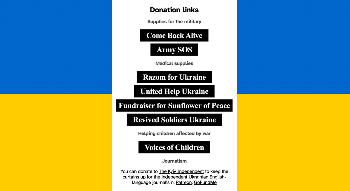 If you can donate, all of these organisations are doing good work in Ukraine. 

Full links here ukrainewar.carrd.co
