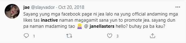 JanellaReigns's tweet photo. Eto ang OFFICIAL fans club ni Janella. May point ba na kinokek nila si Jea sa mukang to?? Ibang soild fans na mismo ni Janella ang nagsabi na inactive sila. Pag may important ganap si Jea, rare magpa Twitter party, pero pag para sa mga walang kakwenta kwentang bagay nagpapa TP! https://t.co/HrfettElKy