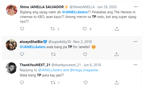JanellaReigns's tweet photo. Eto ang OFFICIAL fans club ni Janella. May point ba na kinokek nila si Jea sa mukang to?? Ibang soild fans na mismo ni Janella ang nagsabi na inactive sila. Pag may important ganap si Jea, rare magpa Twitter party, pero pag para sa mga walang kakwenta kwentang bagay nagpapa TP! https://t.co/HrfettElKy