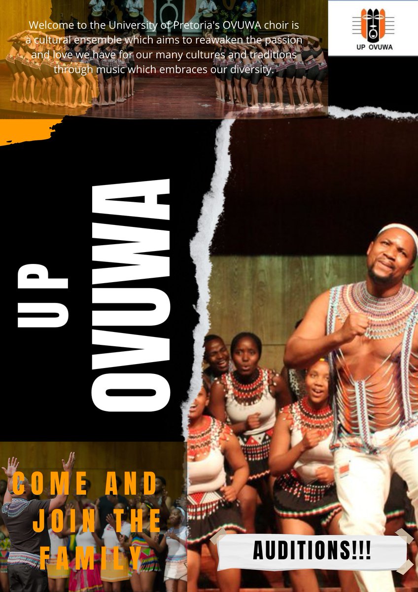 UP_Ovuwa's tweet photo. We are back to our ovuwan ways and this is the perfect opportunity for our passionate students to be a part of something beautiful 🔥🔥 AUDITIONS!!! 
From our hearts through our voices ❤@UPTuks @UP_RAG @STUKU_at_TUKS https://t.co/8viYfsNPqX