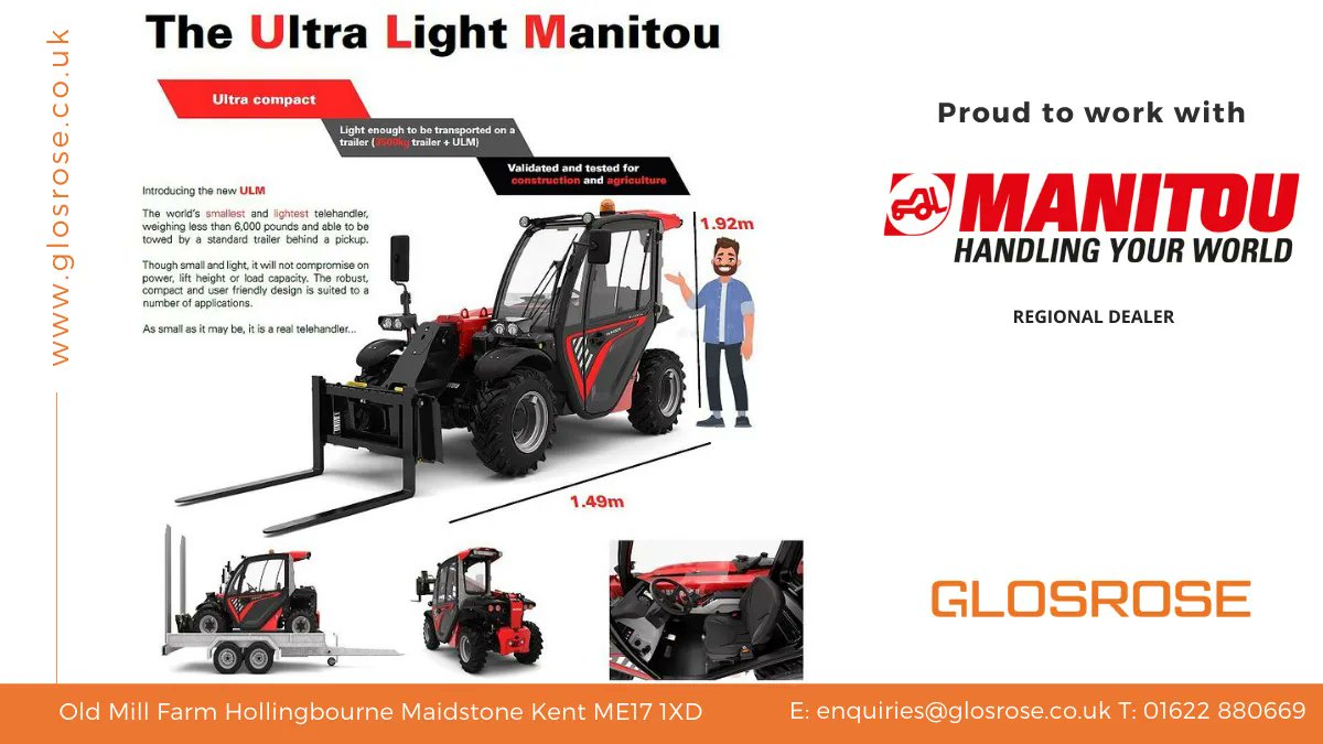 Manitou has released their latest ... smallest &amp; lightest #telehandler - the ULM. 

Small but mighty, the ULM 412 lifts 1250kg &amp; the ULM 415 lifts 1500kg. Perfect for applications across the #construction &amp; #landscaping sectors.

More info &amp; a demo >>

<a href="/manitou/">Manitou</a> <a href="/GroupManitou/">Manitou Group</a>