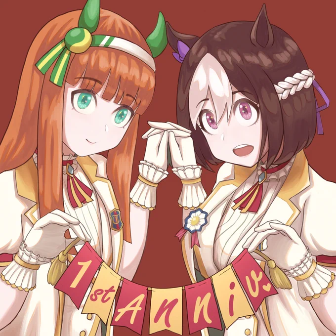 何とか今日に間に合ってよかった。1周年おめでとう#ウマ娘 #ウマ娘1周年 #スペシャルウィーク  #サイレンススズカ 