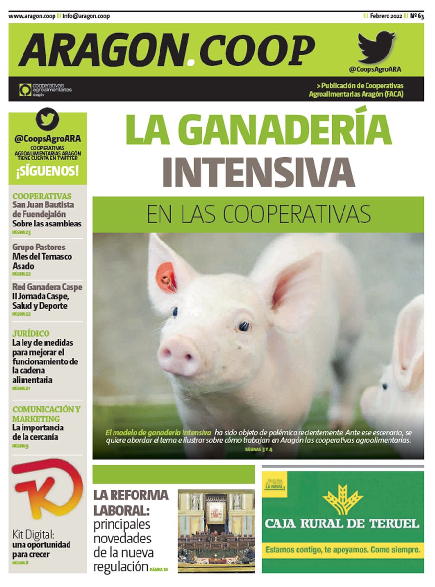 🗞️🗞️🗞️Ya está disponible en formato digital el nuevo número del periódico aragon.coop - febrero 2022 (nº63):
aragon.coop/Periodico/Peri…

¡Esperamos que os guste! 🐖🫒💻🚜💶🏢🧑‍🌾