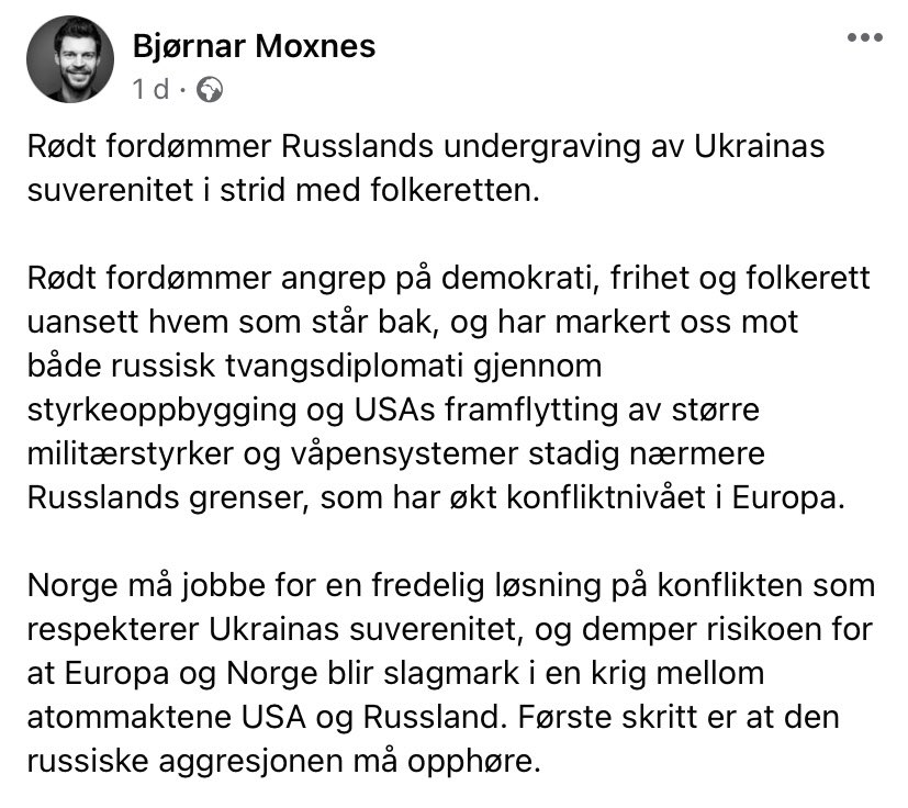 Denne «på begge sider»-retorikken til Rødt er virkelig opprørende, og kommer til å stå seg elendig for ettertiden.