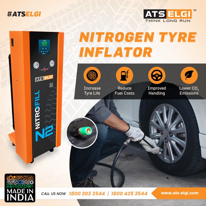 AtsElgiLtd's tweet photo. #ATSELGI NitroFill produces up to 95- 99% pure Nitrogen at the rate of 3500 liters per hour. Equipped to inflate 2 Tyres at a time with a pressure range of 0- 170 psi. The #NitroFill is designed to suit the user's needs and improve tyre life.
Visit: https://t.co/FykFNTnT2V https://t.co/PSpGOHtMs6