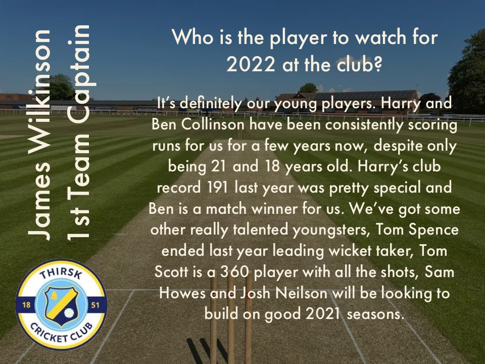 YPLNCricket's tweet photo. A great read from @ThirskCC (Thirsk Cricket Club) today and James Wilkinson with his #CaptainsView for 2022! https://t.co/20roma3VmP