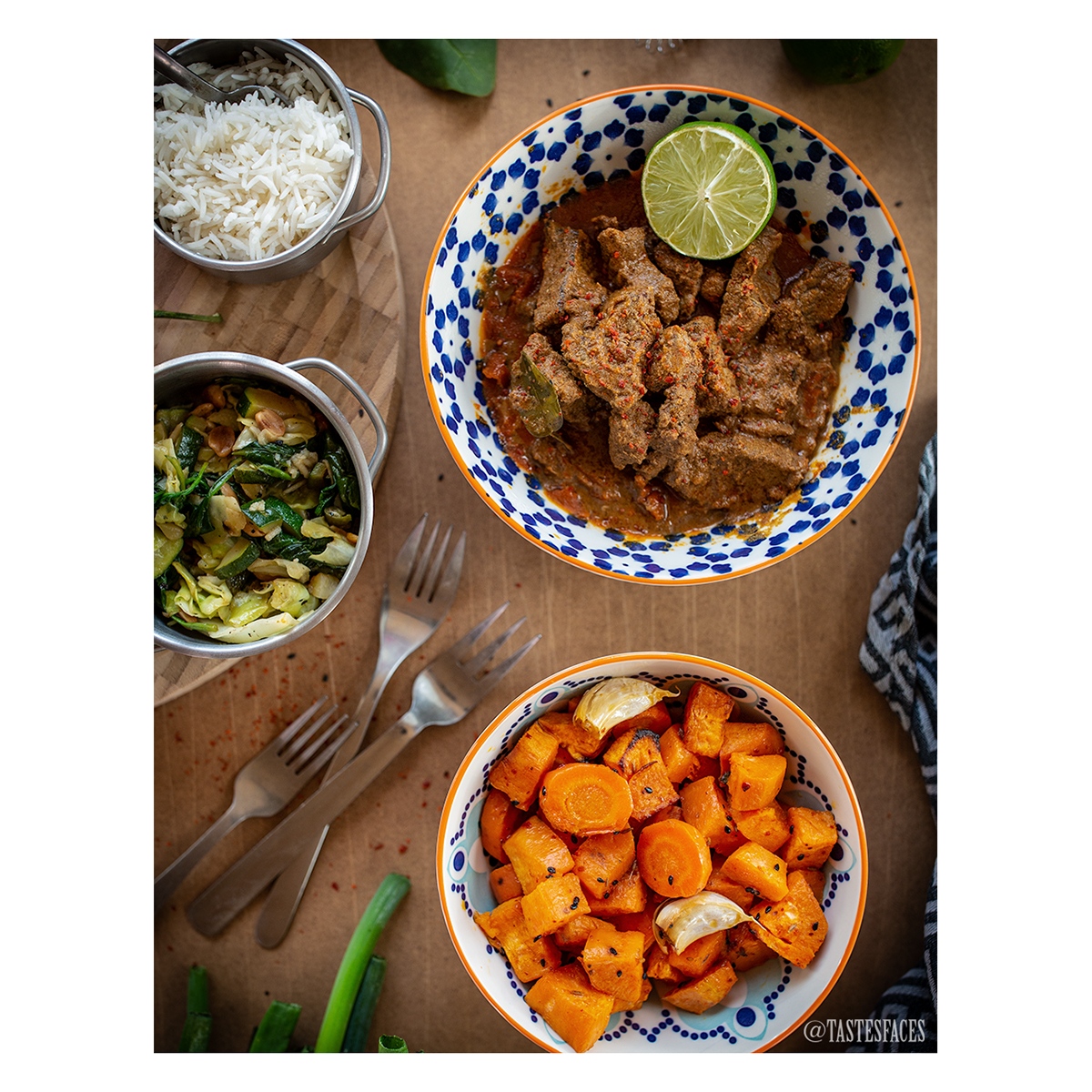 tastesfaces's tweet photo. It was love at first bite 💜
Beef Rendang - served with rice; fried spiced cabbage,  spinach &amp; peanuts, oven roasted sweet potato &amp; carrots 
#wheresthebeef #delicious #yummy 
#irishfoodbloggers #foodstylingandphotography     
#Donegal #sweetpotatorecipes #roastedveggies https://t.co/f2EReIONq9