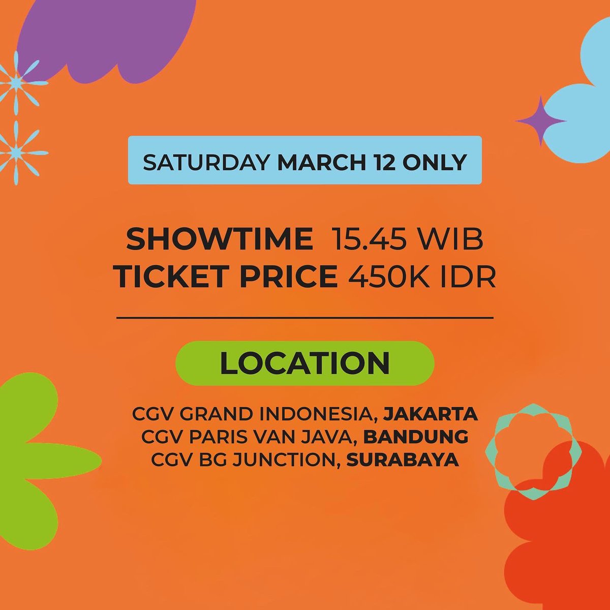 BTS PERMISSION TO DANCE ON STAGE - SEOUL: LIVE VIEWING eksklusif di CGV Grand Indonesia - Jakarta, Paris Van Java - Bandung, &amp; BG Junction - Surabaya tanggal 12 Maret 2022 jam 15.45 WIB. Tungguin info updatenya di <a href="/CGV_ID/">CGV Cinemas</a> 

#BTS #PTDLIVEVIEWING #SemuaSerudiCGV