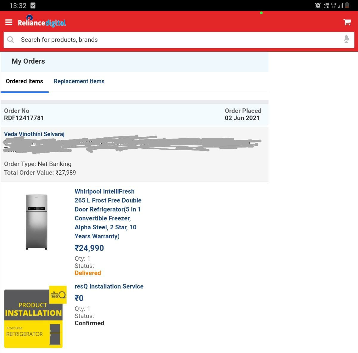 VedaVinothini's tweet photo. @RelianceDigital Attaching the order detail, I received a call from reliance resq team now and conveyed they are asked to check the repair alone , I need a permanent solution.  Please give the genuine product to the customer or test 100% working state before delivering !! https://t.co/5WfYoblOoh