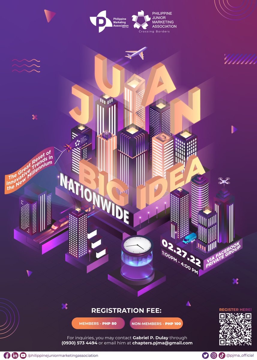 twisttvph's tweet photo. JUAN BIG IDEA NATIONWIDE: The Great Reset to Innovative Trends in the New Millennium

Don’t miss this groundbreaking venture! Register now at https://t.co/1qBUlWrg0Y.

For inquiries: (0930) 573 4494 / chapters.pjma@gmail.com.

#JuanBigIdeaNationwide2022
#TrendsInTheNewMillennium https://t.co/J19fXA9dVL