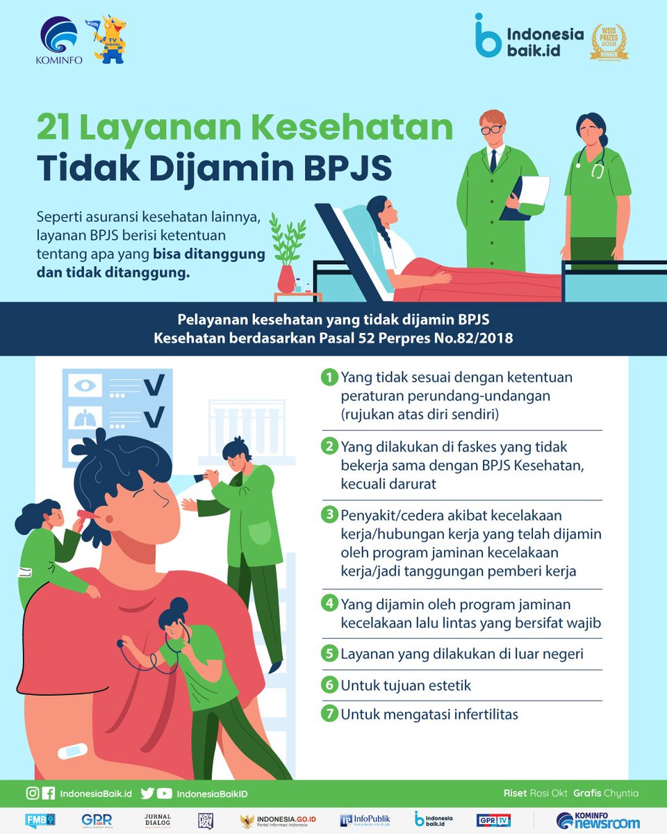 HumasPolsekWat1's tweet photo. Tahukah kamu, SohIB? Ada 21 layanan kesehatan yang tidak ditanggung oleh #BPJSKesehatan. Apa saja ya?
#IndonesiaBaik #YangMudaSukaData #ProgramPemerintah #LayananBPJS #BPJS #KominfoNewsroom https://t.co/SlwFMLjdIP