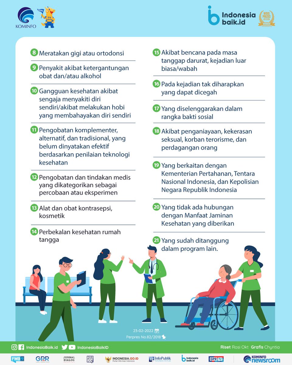 HumasPolsekWat1's tweet photo. Tahukah kamu, SohIB? Ada 21 layanan kesehatan yang tidak ditanggung oleh #BPJSKesehatan. Apa saja ya?
#IndonesiaBaik #YangMudaSukaData #ProgramPemerintah #LayananBPJS #BPJS #KominfoNewsroom https://t.co/SlwFMLjdIP